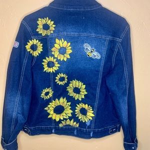 Vintage-style hand painted denim jacket